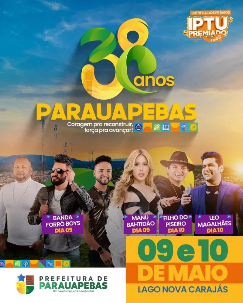 Parauapebas anuncia mais uma atração para os 38 anos: Forró Boys se apresenta no dia 9 no Lago Nova Carajás